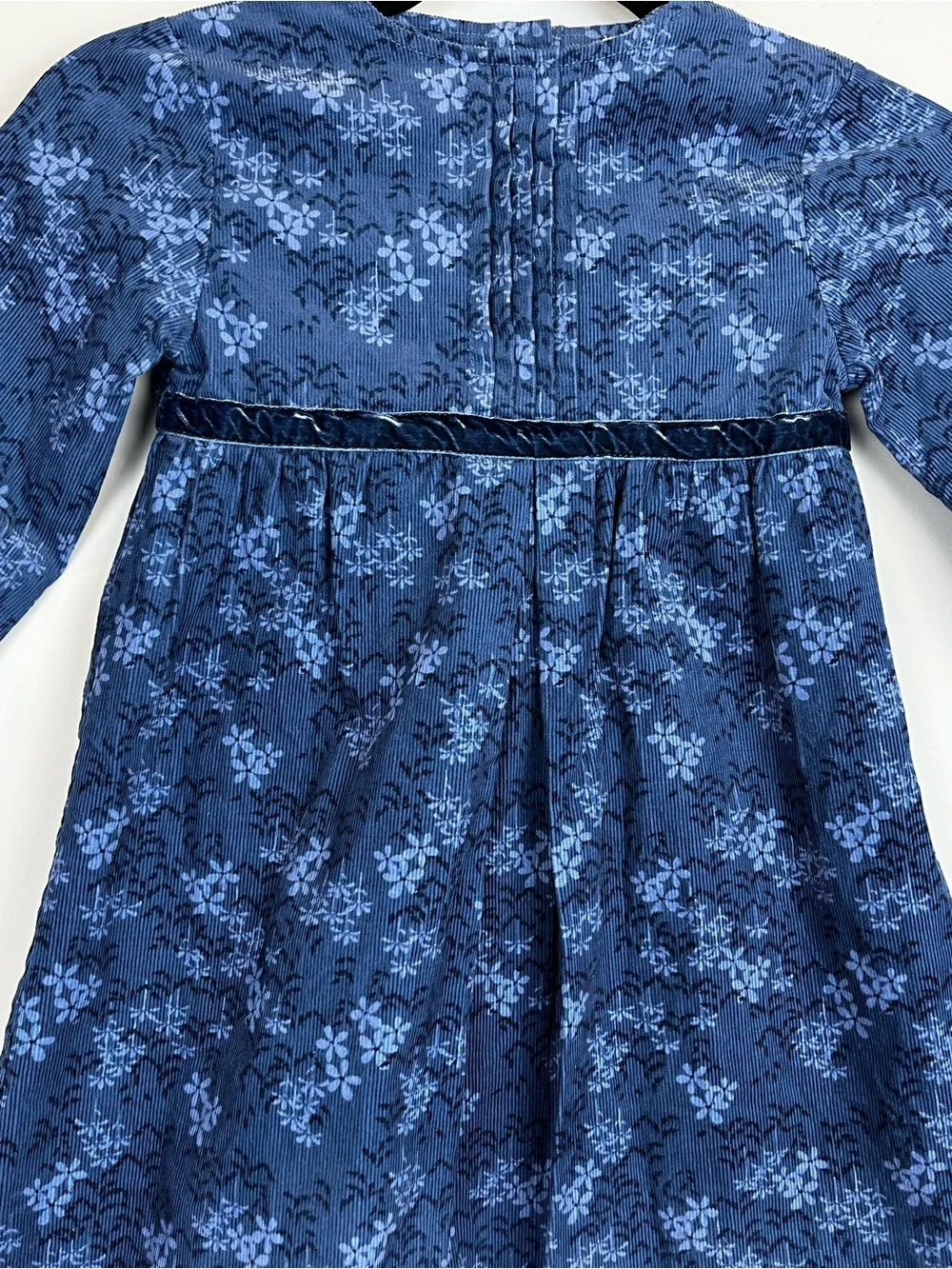 Spanish Gocco Girls long sleeve corduroy dress Blue Floral Girls Size 7-8